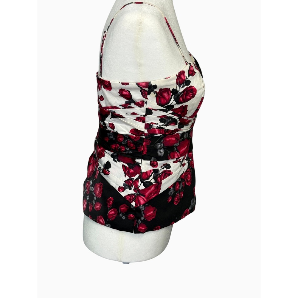 White House Black Market Floral Bustier Peplum Top Size M Strapless Rose Print - Picture 6 of 10